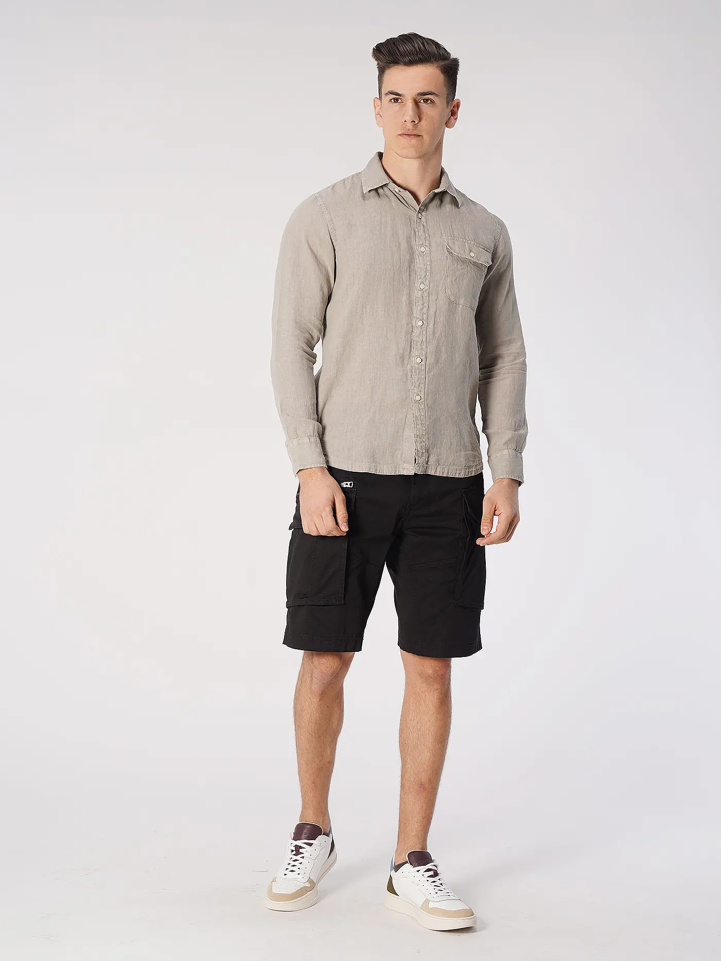 REPLAY | Leinenhemd Regular Fit | grau